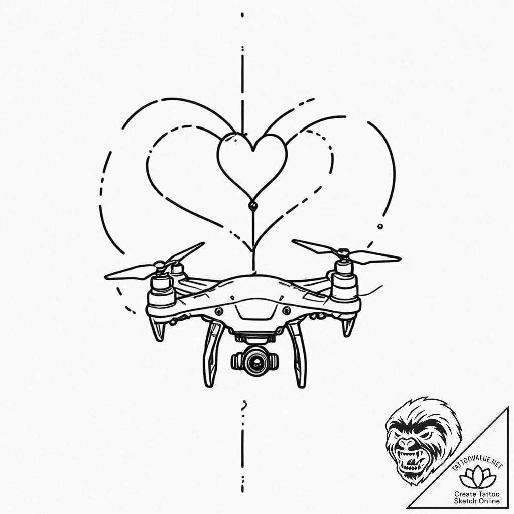 Tattoo design, a drone battery at 1%, with a... - tattoo sketch (№1751511440_0, 03.07.2025 02:57) — tattoovalue.net