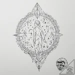 Tattoo sketch — figure in furs walking backwa… – tattoo sketch (№1751512508_0, 03.07.2025 03:15) — tattoovalue.net