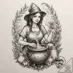 Tattoo sleeve design, potion master, an alche… – tattoo sketch (№1751512841_0, 03.07.2025 03:20) — tattoovalue.net