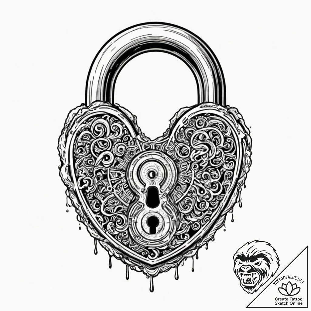 Tattoo design, a lock, but the keyhole is the... - tattoo sketch (№1751513418_0, 03.07.2025 03:30) — tattoovalue.net