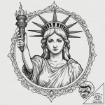 Tattoo design, the statue of liberty, but she… – tattoo sketch (№1751513823_0, 03.07.2025 03:37) — tattoovalue.net