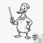Tattoo design, a duck holding a butter knife,… – tattoo sketch (№1751514149_0, 03.07.2025 03:42) — tattoovalue.net
