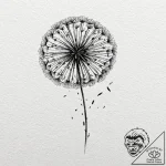 Tattoo design, a dandelion with its seeds bei… – tattoo sketch (№1751514404_0, 03.07.2025 03:46) — tattoovalue.net