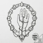 Tattoo design, a human hand, chained by a glo… – tattoo sketch (№1751514486_0, 03.07.2025 03:48) — tattoovalue.net