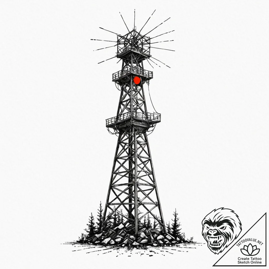 Tattoo design, an electronic warfare antenna... - tattoo sketch (№1751515225_0, 03.07.2025 04:00) — tattoovalue.net