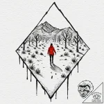 5t. tattoo design, a person walking in a dese… – tattoo sketch (№1751515307_0, 03.07.2025 04:01) — tattoovalue.net