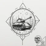 Tattoo design, a tank viewed through a therma… – tattoo sketch (№1751515389_0, 03.07.2025 04:03) — tattoovalue.net