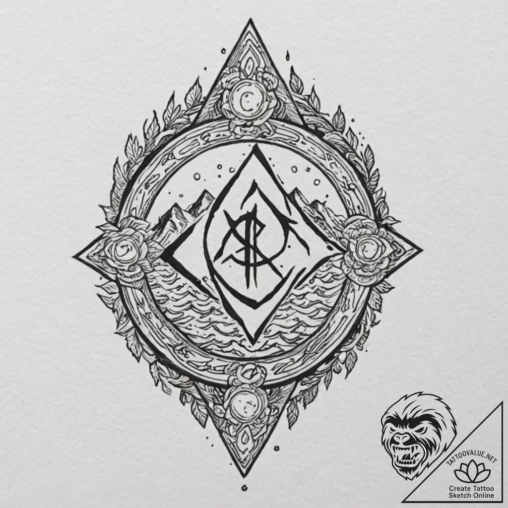 Tattoo design, a hand casting runes, the rune... - tattoo sketch (№1751515470_0, 03.07.2025 04:04) — tattoovalue.net