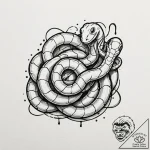 Tattoo design, a snake coiled around a spray… – tattoo sketch (№1751515638_0, 03.07.2025 04:07) — tattoovalue.net
