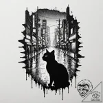 Tattoo design, a cat silhouette, filled with… – tattoo sketch (№1751515970_0, 03.07.2025 04:12) — tattoovalue.net