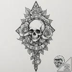 Tattoo design, handpoke style, a single key,… – tattoo sketch (№1751516134_0, 03.07.2025 04:15) — tattoovalue.net