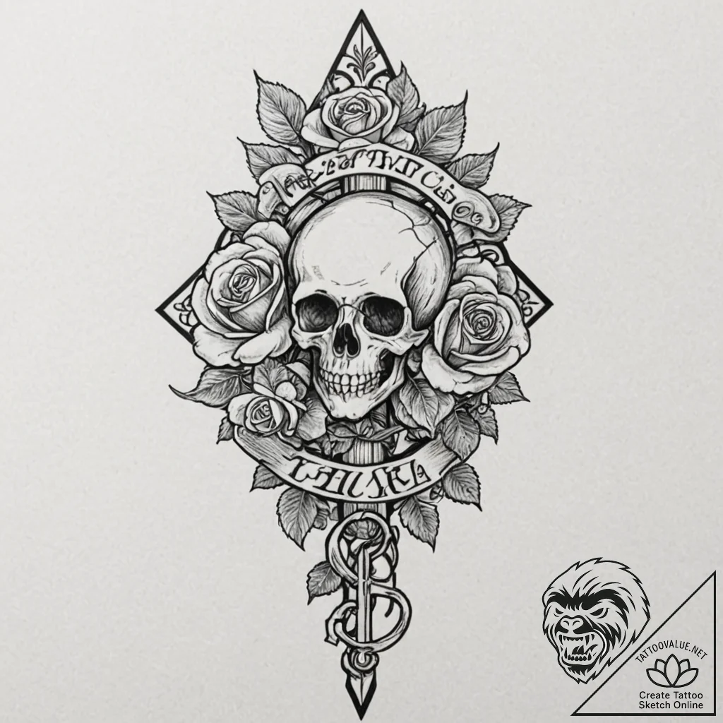 Tattoo design, handpoke style, a single key,... - tattoo sketch (№1751516134_0, 03.07.2025 04:15) — tattoovalue.net