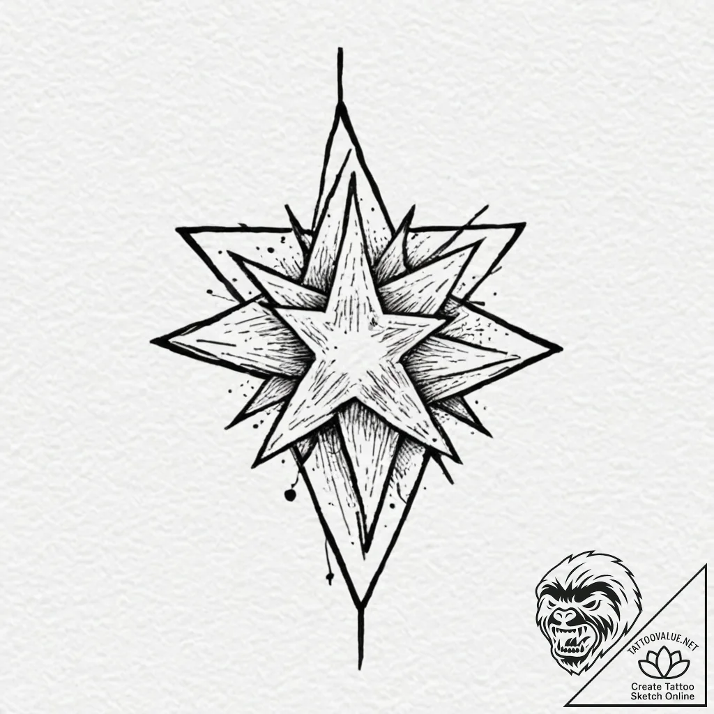 Tattoo design, handpoke style, a messy, scrib... - tattoo sketch (№1751517135_0, 03.07.2025 04:32) — tattoovalue.net