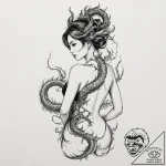 Tattoo design, a beautiful woman with a large… – tattoo sketch (№1751517298_0, 03.07.2025 04:34) — tattoovalue.net