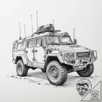 Tattoo design, a modern armored vehicle done… – tattoo sketch (№1751518052_0, 03.07.2025 04:47) — tattoovalue.net