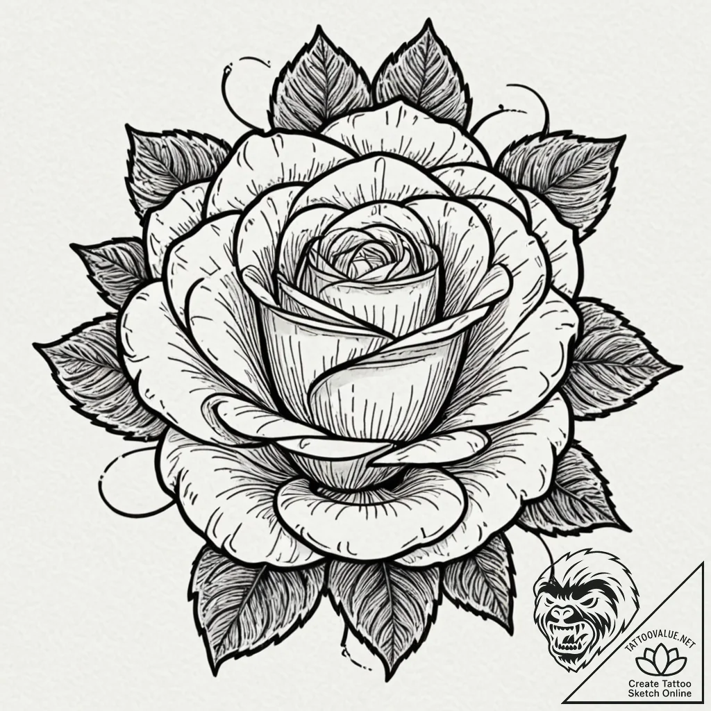 Tattoo design, a classic rose, but its petals... - tattoo sketch (№1751518132_0, 03.07.2025 04:48) — tattoovalue.net