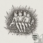 Tattoo design, a child’s drawing of a happy f… – tattoo sketch (№1751518296_0, 03.07.2025 04:51) — tattoovalue.net