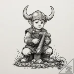 Tattoo design, a viking child playing with a… – tattoo sketch (№1751518804_0, 03.07.2025 05:00) — tattoovalue.net
