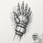 Tattoo design, a knight’s armored gauntlet, c… – tattoo sketch (№1751518885_0, 03.07.2025 05:01) — tattoovalue.net