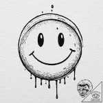 Tattoo design, handpoke style, a sad smiley f… – tattoo sketch (№1751519045_0, 03.07.2025 05:04) — tattoovalue.net