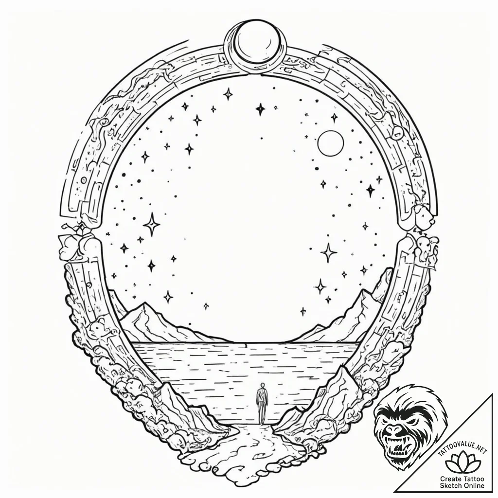 Tattoo design, a doorway standing alone on a... - tattoo sketch (№1751519748_0, 03.07.2025 05:15) — tattoovalue.net