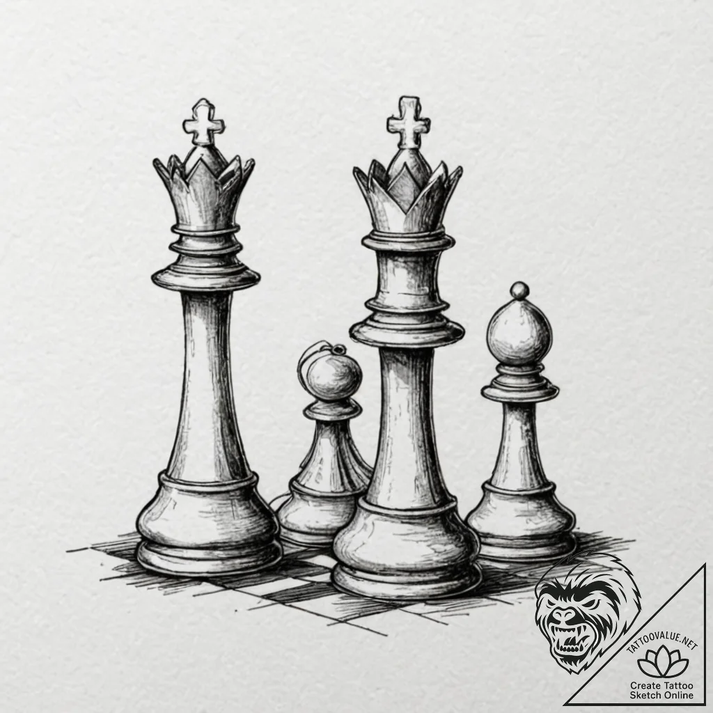 Tattoo design, a chess board where one side h... - tattoo sketch (№1751519921_0, 03.07.2025 05:18) — tattoovalue.net