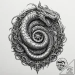 Tattoo design, thor fighting a giant steampun… – tattoo sketch (№1751520174_0, 03.07.2025 05:22) — tattoovalue.net