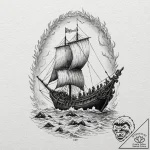 Tattoo design, a viking longship, but it’s a… – tattoo sketch (№1751520588_0, 03.07.2025 05:29) — tattoovalue.net