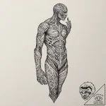 Tattoo sleeve design, sub-dermal armor, a per… – tattoo sketch (№1751520997_0, 03.07.2025 05:36) — tattoovalue.net