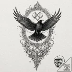 Tattoo design, muninn (memory) raven dissolvi… – tattoo sketch (№1751521088_0, 03.07.2025 05:38) — tattoovalue.net