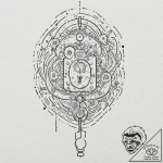 Tattoo design, a lock made of circuits being… – tattoo sketch (№1751521580_0, 03.07.2025 05:46) — tattoovalue.net