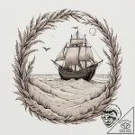 Tattoo sketch of longship flying through sand… – tattoo sketch (№1751521738_0, 03.07.2025 05:48) — tattoovalue.net