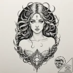 Tattoo sleeve design, cursed goddess, a godde… – tattoo sketch (№1751521820_0, 03.07.2025 05:50) — tattoovalue.net