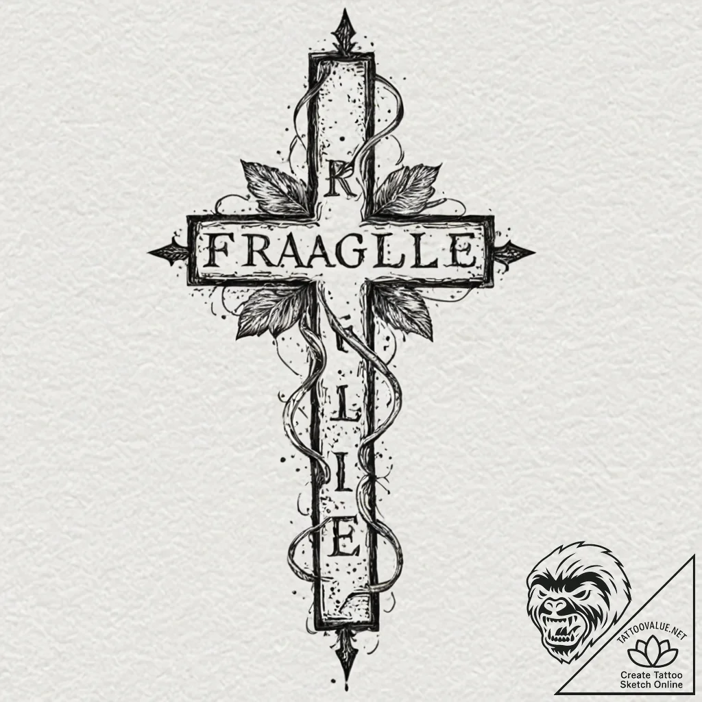Tattoo design, handpoke style, the word "frag... - tattoo sketch (№1751522074_0, 03.07.2025 05:54) — tattoovalue.net