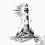 Tattoo design, a lighthouse, its beam is not… – tattoo sketch (№1751522552_0, 03.07.2025 06:02) — tattoovalue.net
