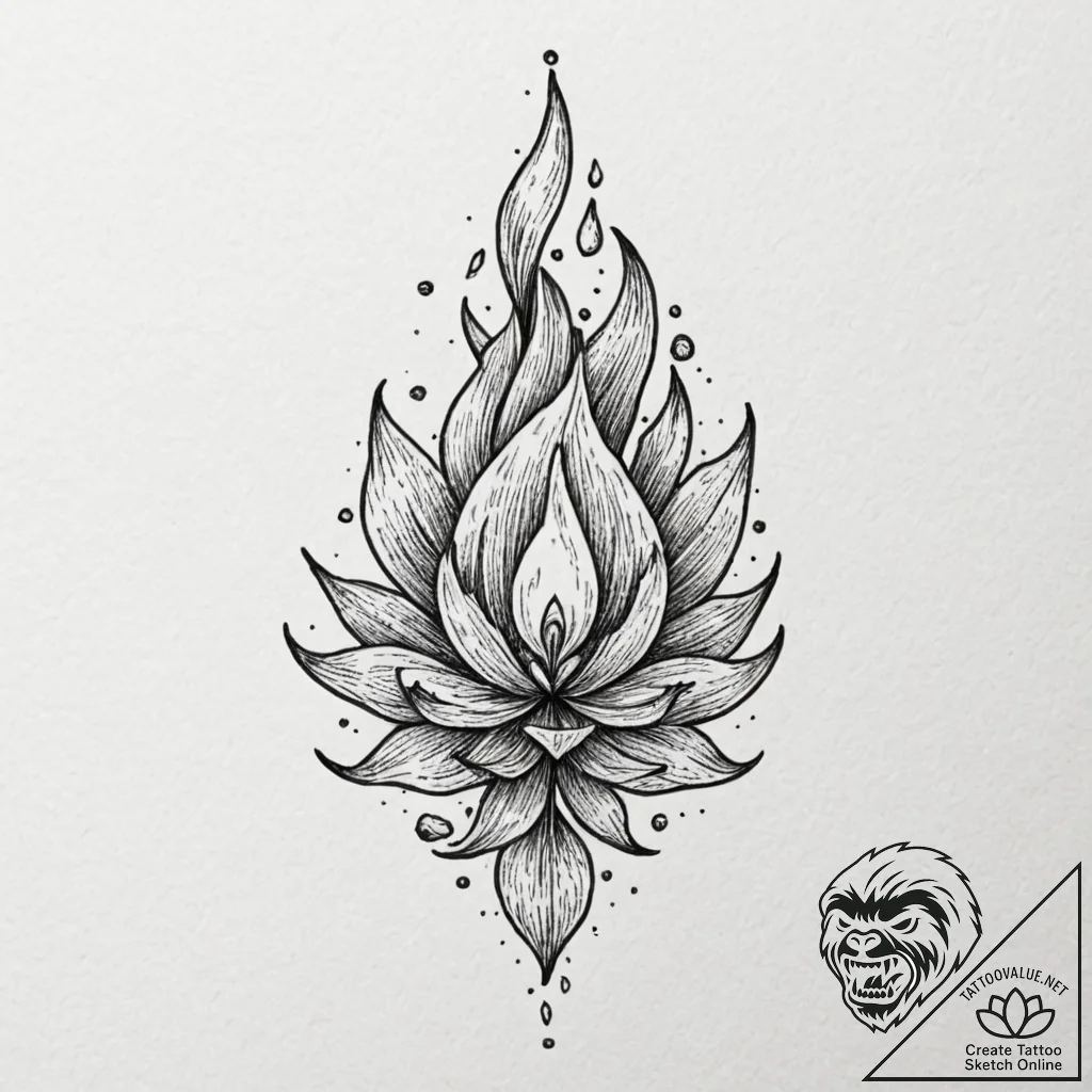 Tattoo design, handpoke style, a little flame... - tattoo sketch (№1751522712_0, 03.07.2025 06:05) — tattoovalue.net
