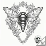 Tattoo design, a cicada, its wings are made o… – tattoo sketch (№1751522802_0, 03.07.2025 06:06) — tattoovalue.net