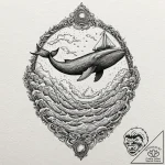 Tattoo design, a whale gracefully swimming th… – tattoo sketch (№1751522882_0, 03.07.2025 06:08) — tattoovalue.net
