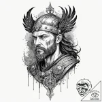 Tattoo sketch of viking warrior made entirely… – tattoo sketch (№1751523381_0, 03.07.2025 06:16) — tattoovalue.net