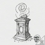 Tattoo design, a speaker’s podium, crumbling… – tattoo sketch (№1751523463_0, 03.07.2025 06:17) — tattoovalue.net