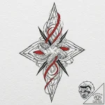Tattoo design, handpoke style, a plus and a m… – tattoo sketch (№1751523631_0, 03.07.2025 06:20) — tattoovalue.net