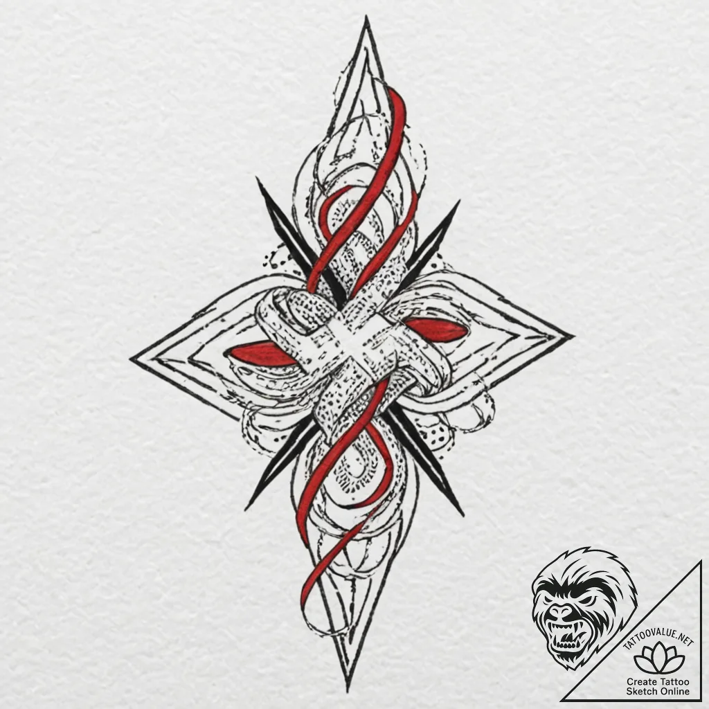 Tattoo design, handpoke style, a plus and a m... - tattoo sketch (№1751523631_0, 03.07.2025 06:20) — tattoovalue.net