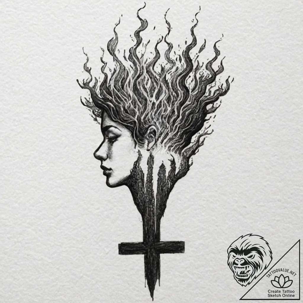 Tattoo design, a human silhouette, half solid... - tattoo sketch (№1751524381_0, 03.07.2025 06:33) — tattoovalue.net