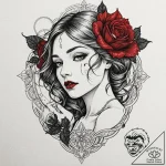 Tattoo design, a beautiful vampire woman, cry… – tattoo sketch (№1751524797_0, 03.07.2025 06:39) — tattoovalue.net