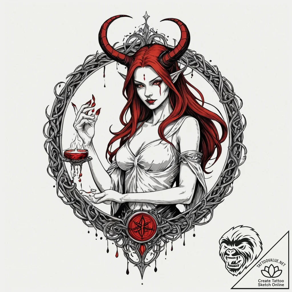 Tattoo sleeve design, blood magic ritual, a s... - tattoo sketch (№1751525131_0, 03.07.2025 06:45) — tattoovalue.net