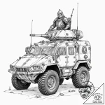 Tattoo design, a modern armored vehicle done… – tattoo sketch (№1751525384_0, 03.07.2025 06:49) — tattoovalue.net