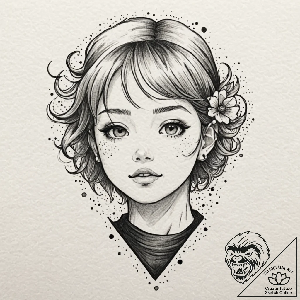 (aesthetic of slice-of-life manga, lo-fi hip... - tattoo sketch (№1751525635_0, 03.07.2025 06:53) — tattoovalue.net