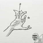 Tattoo design, a hand reaching for a star, bu… – tattoo sketch (№1751526082_0, 03.07.2025 07:01) — tattoovalue.net