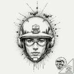 Tattoo design, soldier’s helmet, reflecting a… – tattoo sketch (№1751526331_0, 03.07.2025 07:05) — tattoovalue.net
