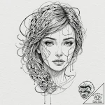 Tattoo design, a face, half human, half made… – tattoo sketch (№1751526412_0, 03.07.2025 07:06) — tattoovalue.net